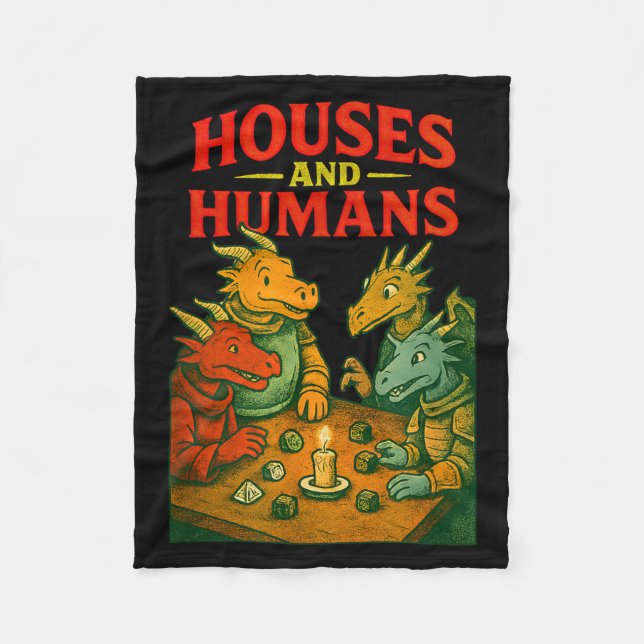 Houses And Humans Gaming Funny Rpg Gamer Men Boys  Fleecedecke (Vorderseite)