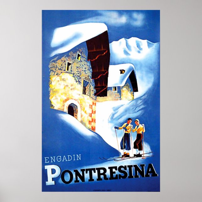 Houses in Pontresina, Switzerland Poster (Vorne)