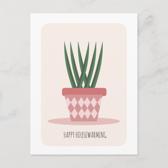 Housewärming Aloe Potted Pflanze Neue Zuhause Part Postkarte (Vorderseite)