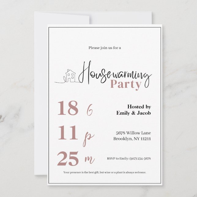 Housewarming Invitation • Modern New Home Party In Einladung (Vorderseite)
