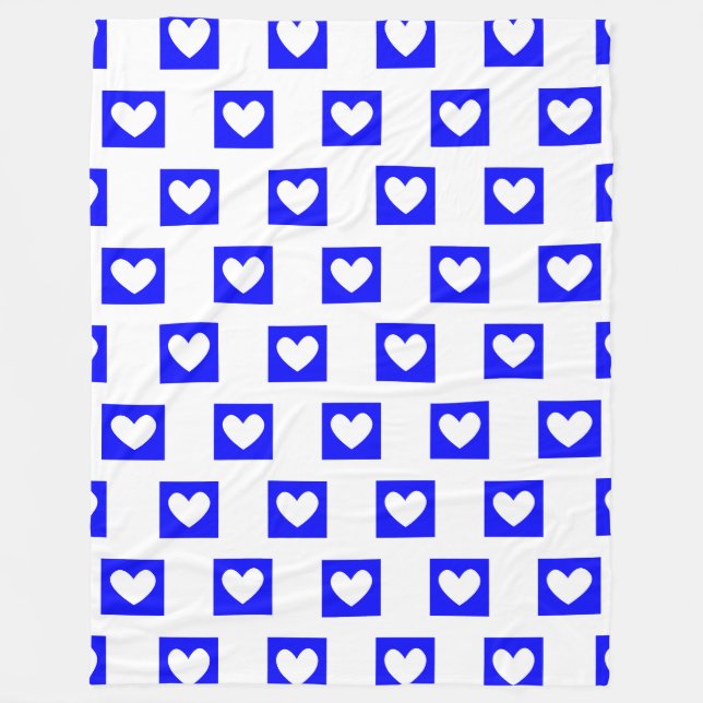 Housewärming Neues Zuhause Blue Hearts Muster Fleecedecke (Vorderseite)