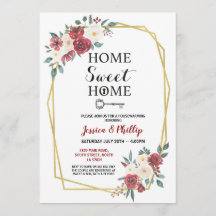 Housewarming-Party-Blumen-neues Zuhause-Haus-Rot