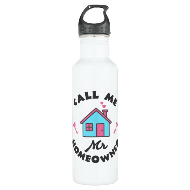 Housewarming party Call me Mr Homeowner Edelstahlflasche (Vorderseite)