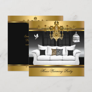 Housewarming-Party-Kronleuchter Reich Gold Schwarz Einladung