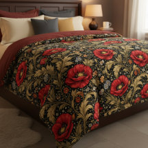 William Morris Inspired Pattern Red Poppy