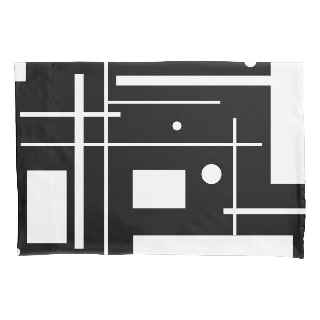 Housse de coussin à formes géométriques blanches s (devant)