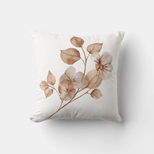 Housse de Coussin à Jeter Fleurs Beige, Botanique  (Recto)