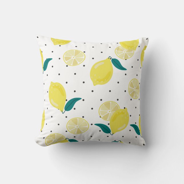 Housse de Coussin à pois Citron (Recto)