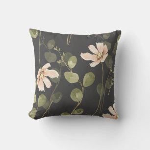 Housse de Coussin de Jet Floral Botanique Foncé