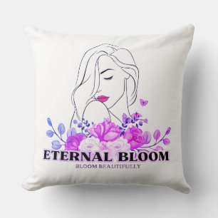 Housse de coussin décoratif à fleurs violettes