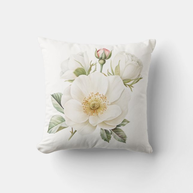 Housse de Coussin Fleur de Jardin Blanc (Recto)