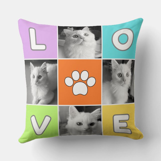 Housse de Coussin Imprimée Amour de Chat Mignon (Verso)