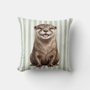 Housse de coussin jetable faune loutre de rivière