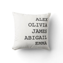 Housse de coussin jeté avec nom de famille personn