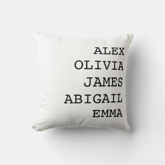Housse de coussin jeté avec nom de famille personn
