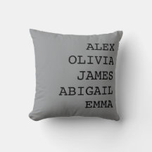 Housse de coussin jeté avec nom de famille personn