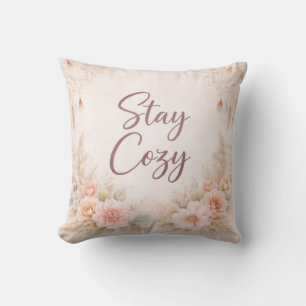 Housse de coussin jeté floral rose doux 