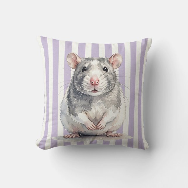 Housse de Coussin Rat Aquarelle (Recto)