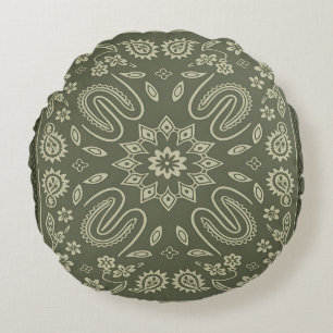 Housse de coussin vintage bandana paisley crème et