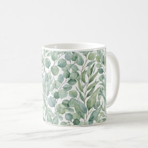 Housse de mug à feuilles d'eucalyptus aquarelle sa