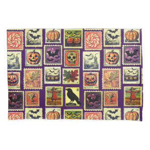 Housse d'oreiller à motif de timbre-poste Hallowee