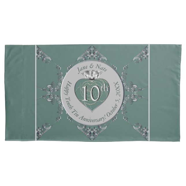Housse D'oreillers 10e, 11e, 20e, 25e anniversaire de Mariage (devant-gauche)