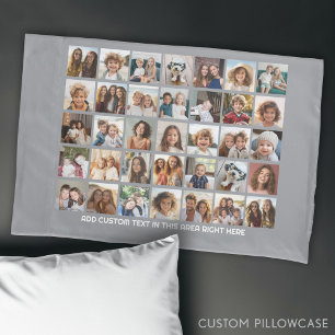 Housse D'oreillers 35 Grille de collage photo - 1 Zone de texte - gri