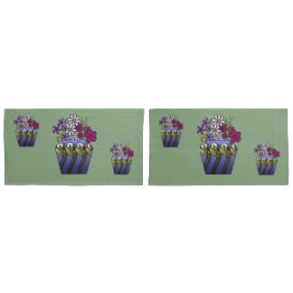 Housse D'oreillers 3 Vases de l'artisan Lily sur vert sauge