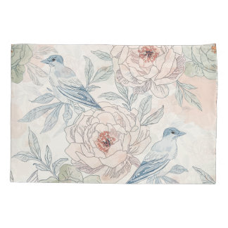 Housse D'oreillers A symphony of song and petals pattern