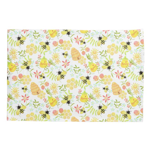 Housse D'oreillers Abeille de miel blanche (Dos)