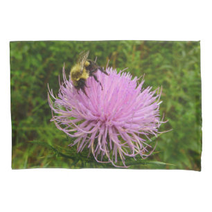Housse D'oreillers Abeille sur Fleur de Chardon Nature