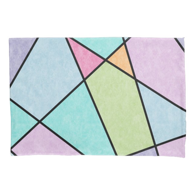 Housse D'oreillers Abstrait Géométrique Joli Pastel Bleu Rose Lilac (devant)