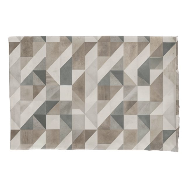 Housse D'oreillers Abstrait géométrique moderne - Beige et gris neutr (devant-gauche)