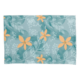 Housse D'oreillers Abstrait motif floral orange turquoise
