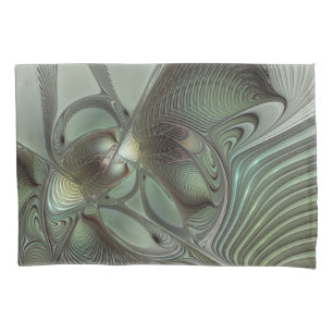 Housse D'oreillers Abstrait Olive Sauge Vert Gris Art Fractal Fantais