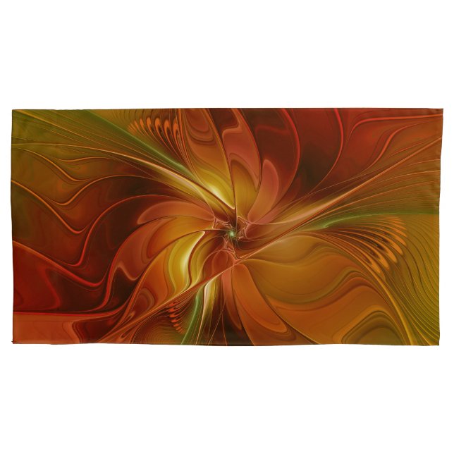 Housse D'oreillers Abstrait Rouge Orange Brown Vert Fractal Art Flowe (devant)