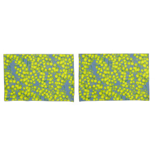 Housse D'oreillers Acacia botanica bleu jaune coussins d'art