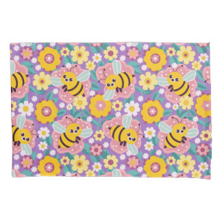 Housse D'oreillers Adorable Cartoon abeilles et fleurs