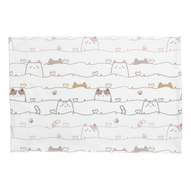 Housse D'oreillers Adorable Cats Peeking Over Hearts  (devant)