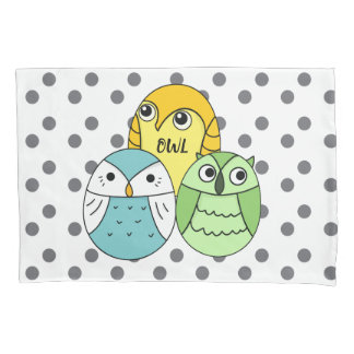 Housse D'oreillers Adorable dots hibou enfants blancs