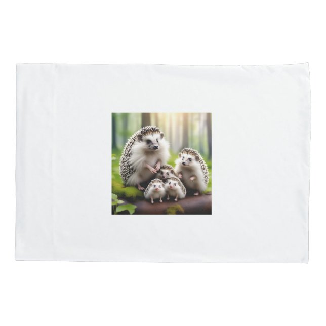 Housse D'oreillers Adorable Hérisson Famille Pillowcase pour enfants (Dos)