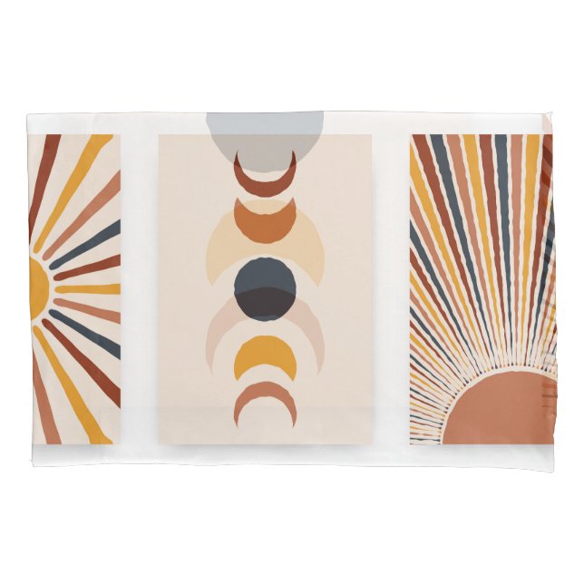 Housse D'oreillers Affiches Abstraites de la lune Sun Boho (devant)