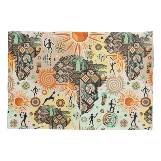 Housse D'oreillers Africa Map Decorative Tribal Elements Pattern (Dos)
