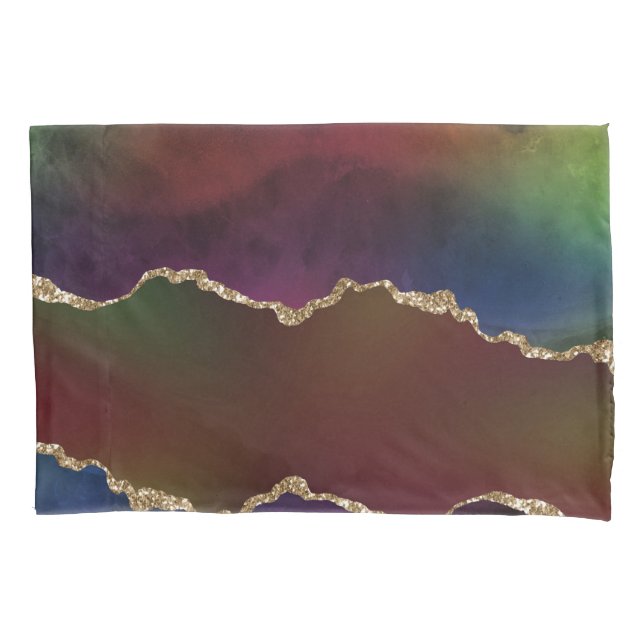 Housse D'oreillers Agate foncé intense | Moody Rainbow Jewel Tone (devant)