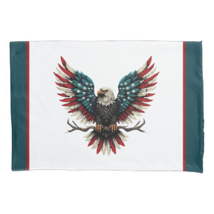 Housse D'oreillers Aigle rustique patriotique américain/américain cha