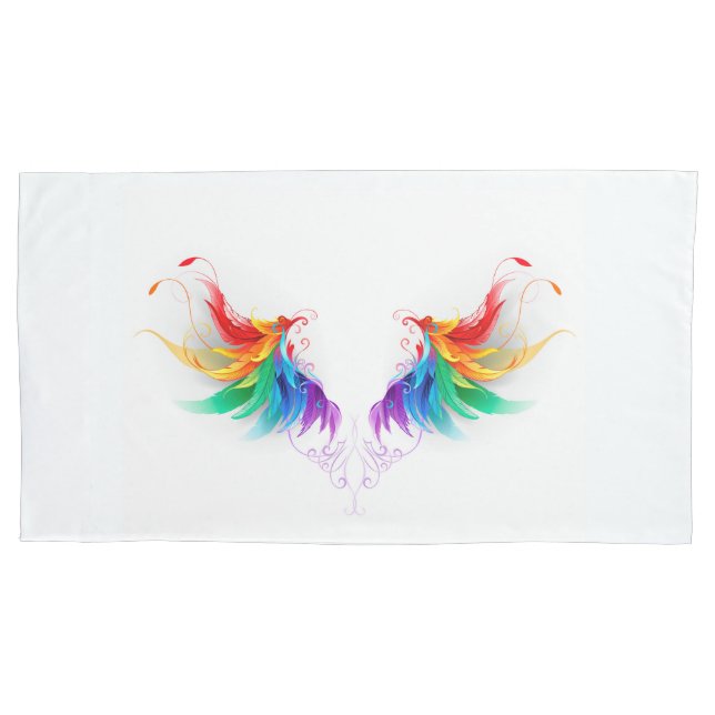Housse D'oreillers Ailes fluffy arc-en-ciel (devant-gauche)
