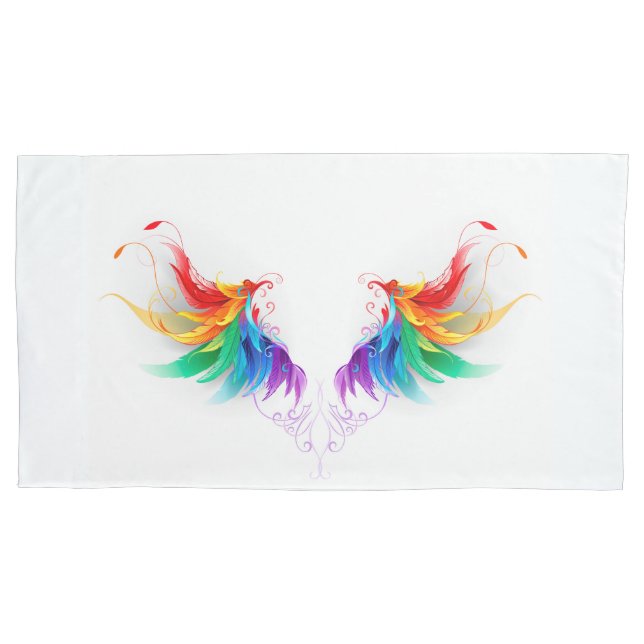 Housse D'oreillers Ailes fluffy arc-en-ciel (devant)