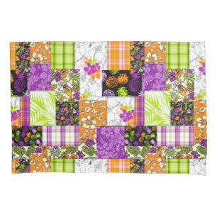 Housse D'oreillers Aloha Patchwork Hawaiian Tropical Prints - Violet