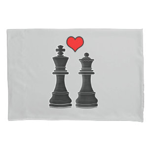Housse D'oreillers Amour de pièces d'échecs de roi et de Reine