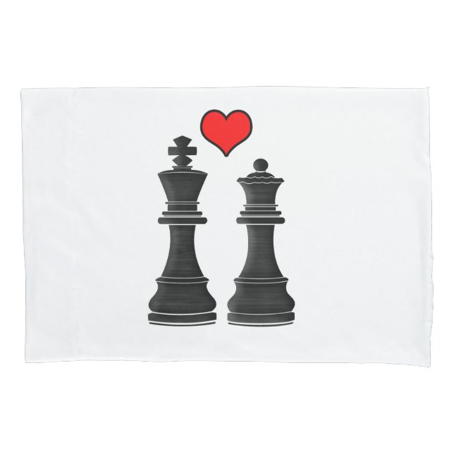 Housse D'oreillers Amour de roi et de Reine d'échecs (devant)